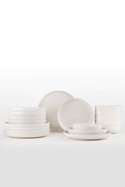 Hermia BNCRS18Y400 Juego de Cena de Porcelana Blanca de 18 Piezas Apto para Microondas y Lavavajillas